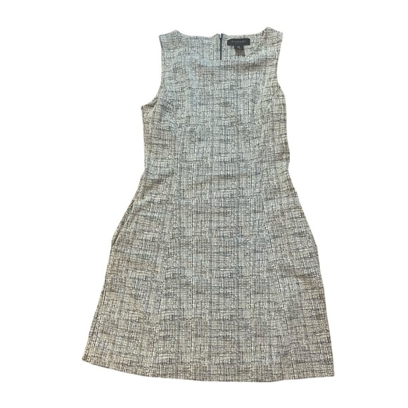 Tahari Sleeveless Dress Womens Size 8 Black White Grid Tweed Pockets Stretch - Picture 8 of 16